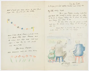 Carta para a neta do artista, Angela Thirkell (lápis sobre papel)