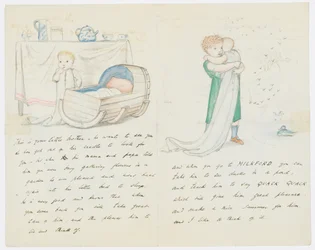 Carta para a neta do artista, Angela Thirkell (lápis sobre papel)