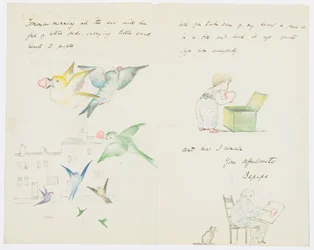 Carta para a neta do artista, Angela Thirkell (lápis sobre papel)