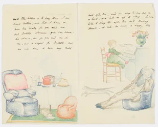 Carta para a neta do artista, Angela Thirkell (lápis sobre papel)