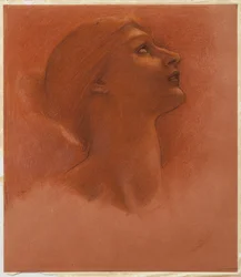 Estudo da cabeça de uma menina, olhando para a direita, c.1871