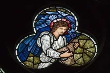 Wilden, Todos os Santos, Morris & Co., Edward Burne-Jones, John Henry Dearle (1859-1932), Anjos com Dulcimer, Músicos Anjos, 1902-1914, Louisa, Alfred, Os Baldwins, Primeiro Ministro, Metodista, Worceste