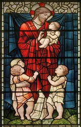 Wilden, Todos os Santos, Morris & Co., Edward Burne-Jones, John Henry Dearle (1859-1932), Cristo Abençoando as Crianças, 1902-1914, Louisa, Alfred, Os Baldwins, Primeiro Ministro, Metodista, Worcestershire, A