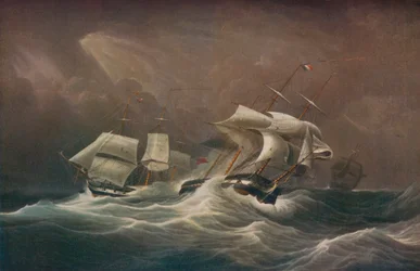 HMS Indefatigable Envolvendo os Direitos do Homem Franceses, 1797, 1829