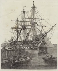 Navio da Linha de Batalha de Parafuso HM Caesar, 90, em Portsmouth