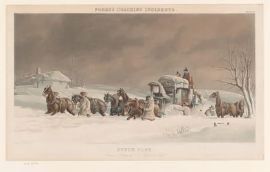 Koets vast in de sneeuw
Preso Rápido (título sobre o objecto)
Incidente conheceu o rijtuigen (título da série)
Incidentes de treino de Fores (título da série sobre o objecto)