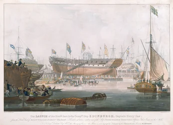 Lançamento do Edimburgo em Blackwall, 9 de novembro de 1825, pintado por Huggins