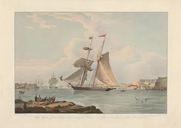 O Mary, Joshua Collings, capitão, a entrar no porto de La Valletta, na ilha de Malta, 5 dez. 1835