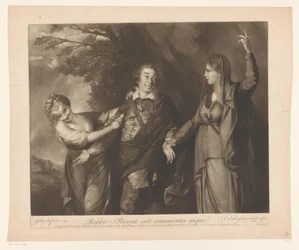 Retrato de David Garrick entre personificações de comédia e tragédia
Reddere Personae scit convenientia cuique (título sobre o objecto)