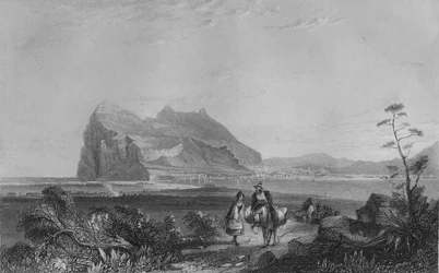 Gibraltar. Da Torre de Sinais mais baixa, aos pés da Cadeira Rainha da Espanha, 1840