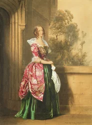 Uma senhora em seu traje usado no torneio de Eglington, 1839 (lápis e wc)