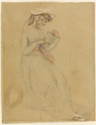 Ilustração para George Washington Jones: Um presente de Natal que foi a-implorando, 1903 (carvão, lavagem e branco chinês sobre papel)