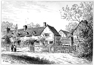 Casa de campo de Mary Ardens em Wilmcote, Warwickshire, 1885.