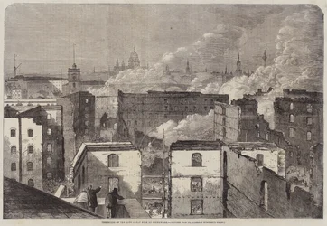 As ruínas do grande incêndio tardio em Southwark