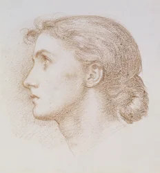 Estudo da cabeça de uma jovem mulher, c.1880 (giz sobre papel)
