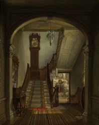 Relógio antigo nas escadas, 1868
