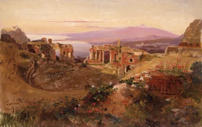 Uma vista de Taormina, Sicília