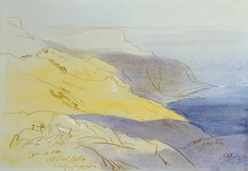 Paisagem Costeira, Eza, 1864 (wc, caneta e tinta no papel)