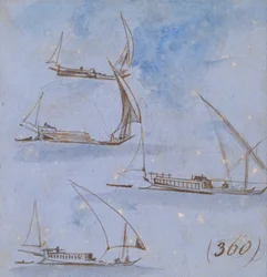 Estudos de barcos no Nilo