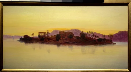 Pôr-do-sol na Ilha de Filae no Egito Pintura de Edward Lear (1812-1888) (ec.angl.) 1861 Sol. 0,23x0,43 m Chantilly, Musee Conde