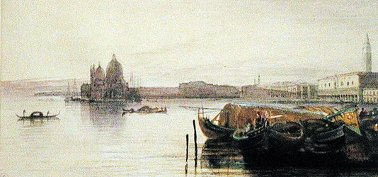 A Igreja de Santa Maria della Salute, Veneza (aguarela sobre papel)