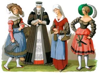 Trajes suíços, do século 15 ao 16 de 1849.