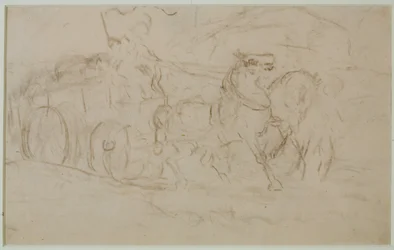 Cavalo e Carrinho (#9), c. 1880s (grafite sobre papel)