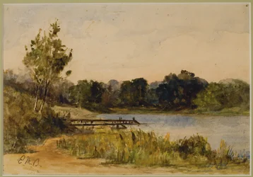 Paisagem com Doca e Água (#37), c. 1880 (aguarela sobre papel)