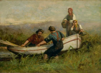 Pessoas perto do barco, 1893.