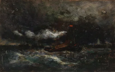Squall, Brenton Light (barco em tempestade, farol em fundo)