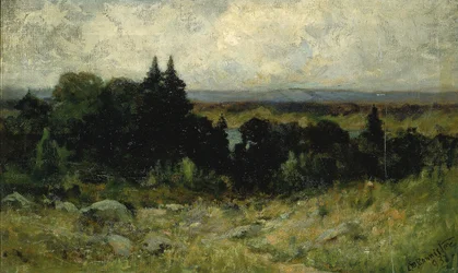 Sem título (paisagem, campos com rochas e árvores)