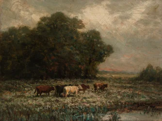 Paisagem sem título com pastagem de gado, 1897.