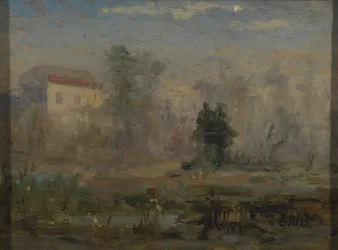 Paisagem sem título com casa ao fundo, s.d.