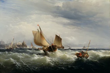 Barcos de pesca a bater a barlavento