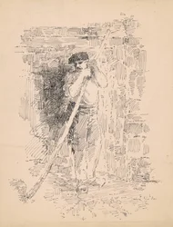 Camponês em pé, c.1878 (caneta e tinta preta em papel de capa)