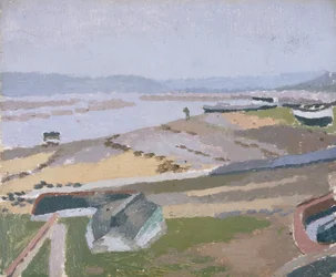 Estuário do rio Towy, lado do ferry (óleo sobre cartão)