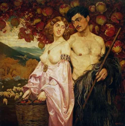 Autorretrato com uma mulher siciliana - Romãs