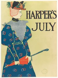 Cartaz publicitário da nova revista mensal da Harper, julho de 1896, pub. 1896
