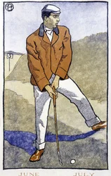 Golf Player - em "Calendário de Golfe" por Edward Penfield