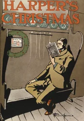 Cartaz publicitário Harpers New Monthly Magazine, Natal de 1897 (litografia a cores)