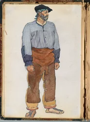 Esboço espanhol, c.1911 (wc e grafite sobre papel montado em scrapbook)