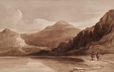 Paisagem com figuras e montanha