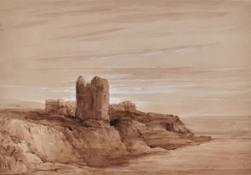 Paisagem de uma torre sobre um penhasco