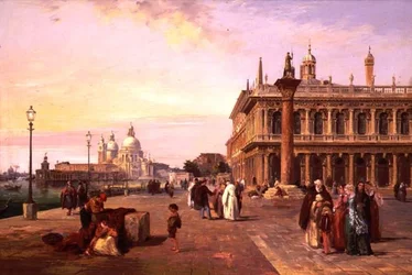 Figuras na Piazzetta, Veneza com, Saudação além