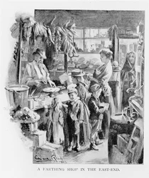 Uma loja Farthing no East End, 1902