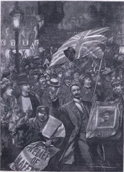 Mafeking noite em Londres, ilustração fromCassells História da Inglaterra, de 1900