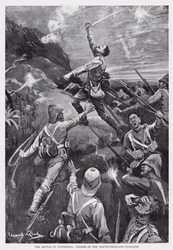 A Batalha de Stormberg, carga dos Fusiliers de Northumberland (litho)
