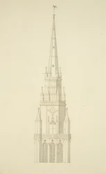 Torre Projetada de Santa Maria Redcliffe (lápis e aquarela sobre papel)