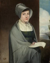 Retrato de uma senhora com um boné cinza e xale (óleo sobre tela)