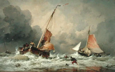 Dutch Pincks chegando e se preparando para colocar para o mar no retorno da maré